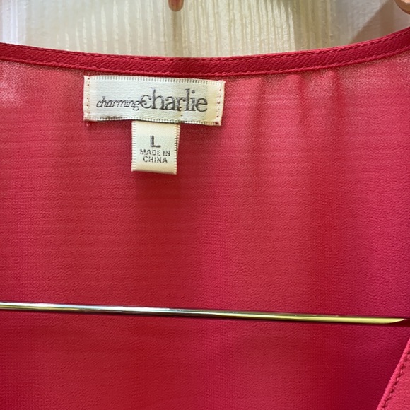 Charming Charlie Pink Flowy Sheer Top - Picture 2 of 4